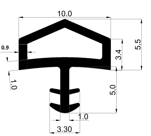 Уплотнитель двухкомпонентный для деревянных межкомнатных дверей домик черный 598
