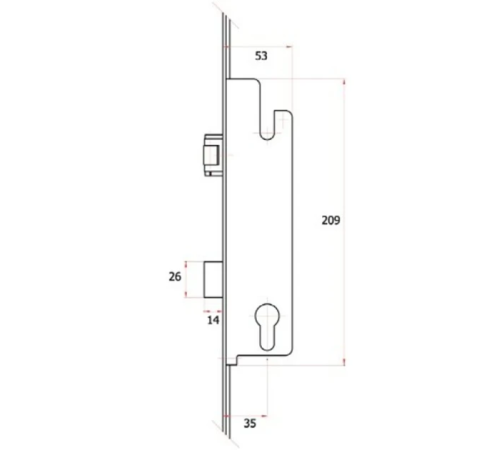 Замок рейка FORNAX 1600-2200 35/92 с роликом для пластиковой двери работа от ключа