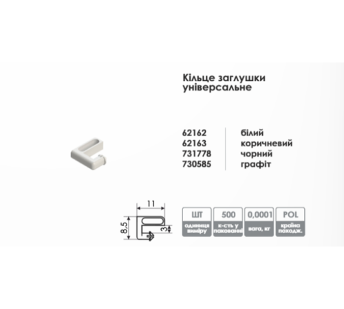 Кільце заглушки для тканинних ролет біле універсальне