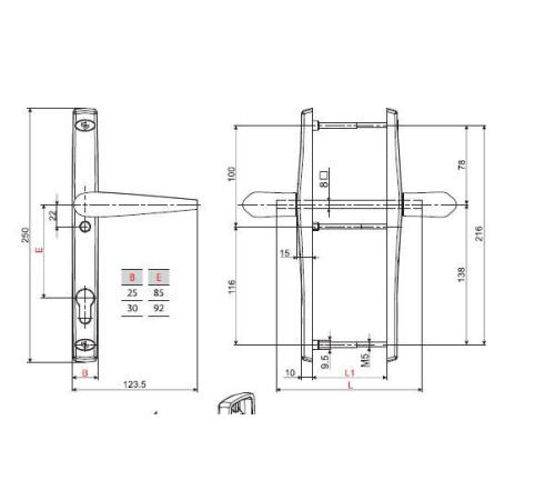 Ручка натискна дверна 25/92 Stublina коричневий і білий біколор